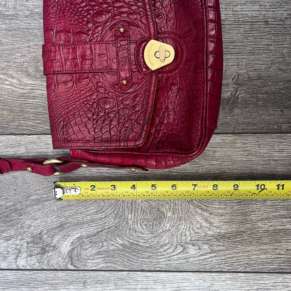 Brahmin Dark Red Croc-Embossed Leather Crossbody Bag - Picture 8 of 10